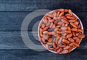 Red Kidney Beans in Bowl Lay on Wooden Table