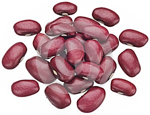 Red kidney beans isolated on white background with clipping path