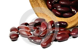 Red kidney beans on a white