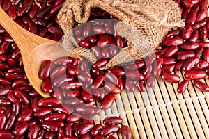 Red kidney beans in wooden