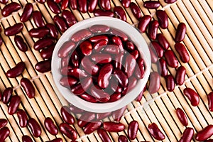 Red kidney beans in wooden