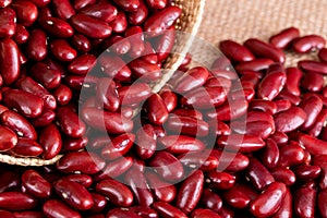 Red kidney beans in wooden