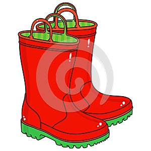 Red kids rubber rain boots