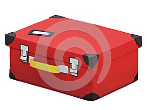 Red kids storage box for toys. 3d render