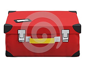 Red kids storage box for toys. 3d render