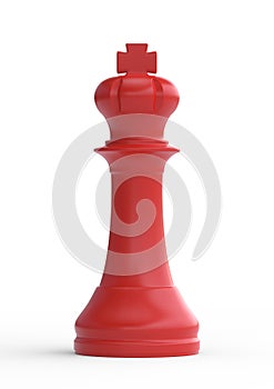 Red king chess piece isolated on white background