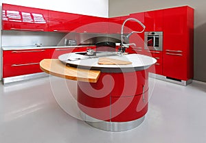 Red kitchen counter