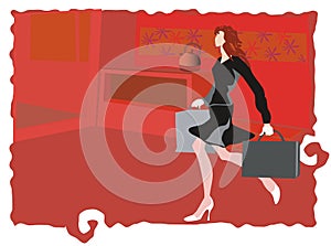 Red kitchen interior