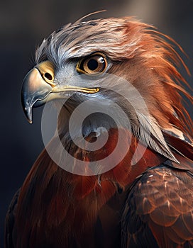 Red kite isolated on black