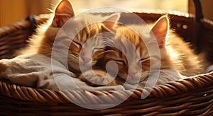 red kittens in a basket, charming beautiful baby cat breeds