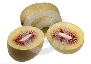 Red Kiwifruit on a white background