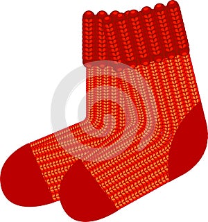 Red knit wool socks