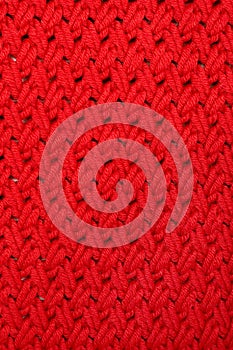Red knitted fabric.