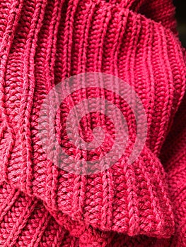 Red knitting handmade texture