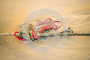 Red knotted ships rope 1