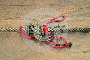 Red knotted ships rope 8