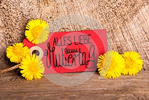 Red Label, Dandelion, Calligraphy Muttertag Means Happy Mothers Day