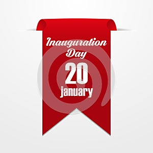 Red label with the date of inauguration day