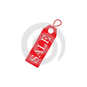 Red label with word Sale for promotion in store or online shops. Design elements on white background