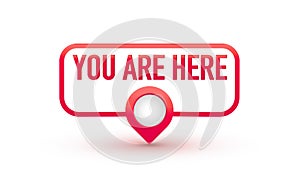 red label you are here pointer locator vector design