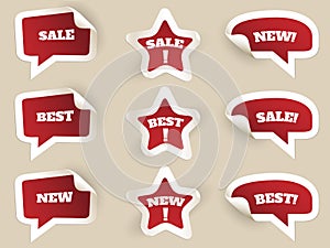 Red Labels. New, best and sale design vector illustration