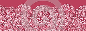 Red lace flowers horizontal seamless pattern