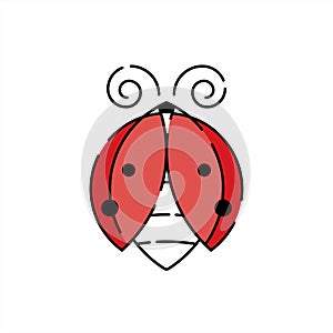 Red lady bug icon and logo vector isolated on white background