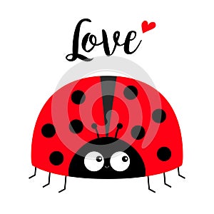 Red lady bug ladybird icon. Love greeting card with heart. Happy Valentines Day. Cute cartoon kawaii funny baby character. Flat