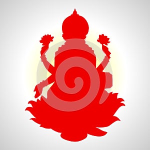 Red lakshmi vector silhouette icon. Diwali laxmi icon