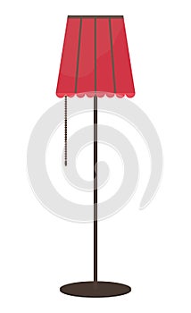 Red lamp or floor lamp. Room lighting. Electric light. Interior design element. vector Illustration