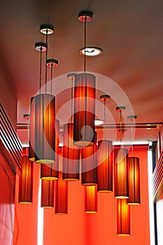 Red lamps background