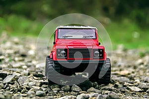 Red land rover defender photo