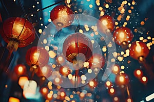 Red Lantern Ceiling Decor