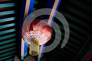 red lantern  and chines building ceiling