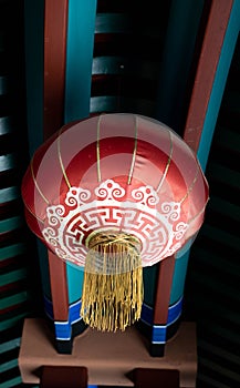 red lantern  and chines building ceiling