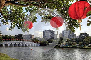 Red Lantern in Chinese Garden