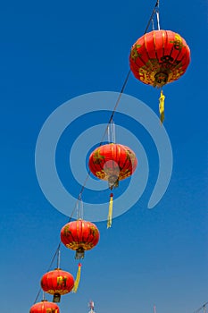 Red lantern in chinese temple