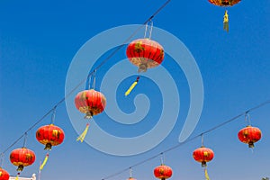 Red lantern in chinese temple