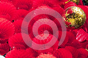 Red lanterns, Red honeycomb pom-pom paper ball decoration