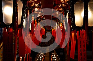 Red Lanterns in a Temple