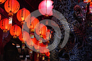 Red lanterns in a temple in Taiwan