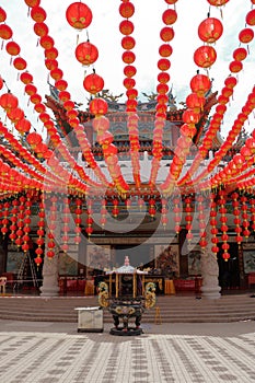 Red lanterns at Tian Hou Temple In Kuala Lumpur