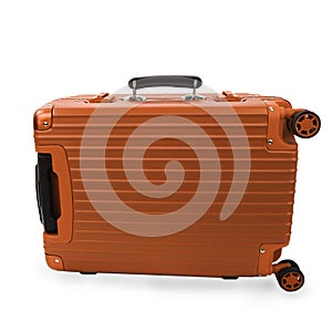 Red large polycarbonate travel plastic suitcase with wheels