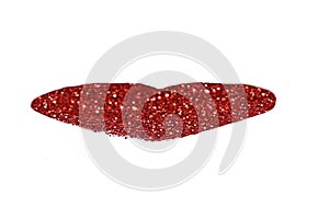 A red, large sequin heart in the center of the image on a white background.
