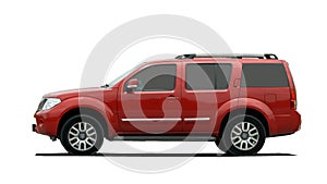 Red large SUV side view photo