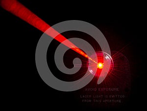 Red laser beam from a lab laser. photo