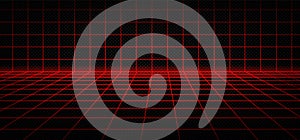 Red laser grid cyber newretrowave 3d background photo