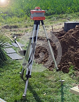 Red laser is leveling device central device to level construction site