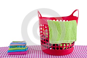 Red laundry basket