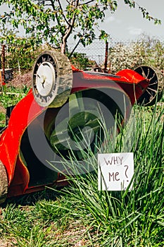 Red lawn mower